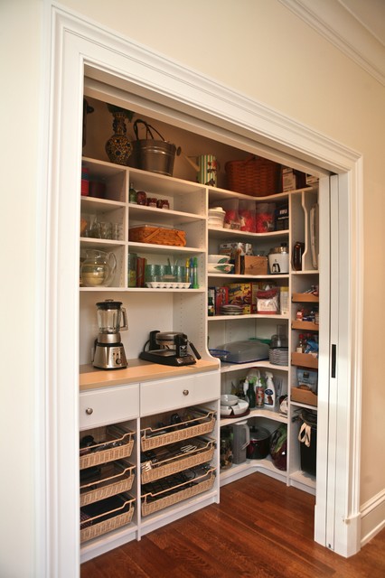 Walk-in pantry with appliances